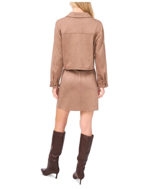 Vince Camuto Brown Cropped Faux-suede Jacket