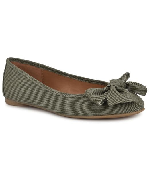 Nine West Gray Veronika Denim Bow Ballet Flats