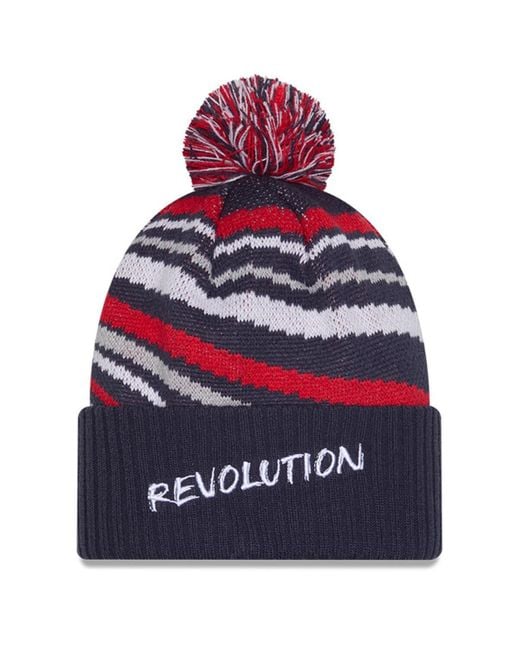 KTZ Red New England Revolution 2025 Jersey Hook Cuffed With Pom Knit Hat for men