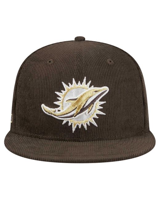 KTZ Brown Miami Dolphins Choco Cord 59fifty Fitted Hat for men