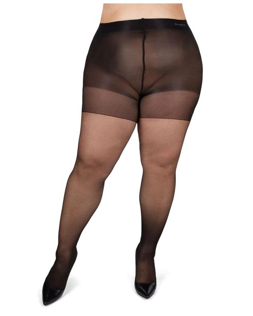 Memoi Brown Plus Size Back Seam/cuban Heel Curvy Control Top Pantyhose Mm-2618