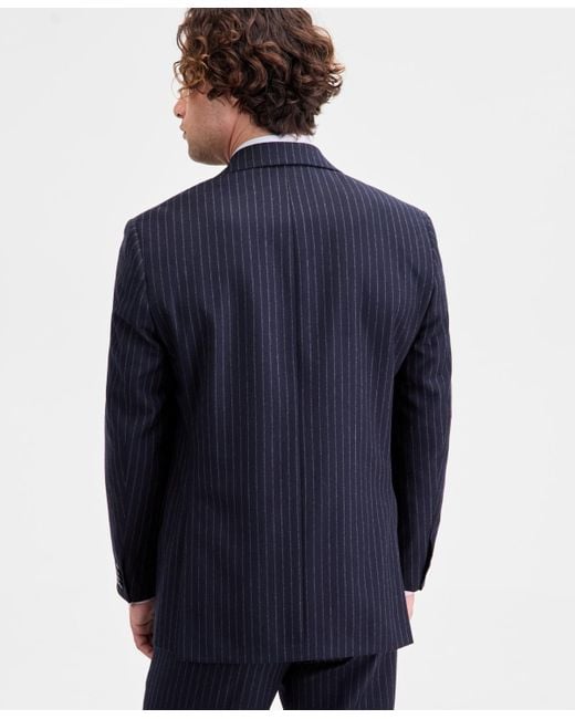 Michael Kors Blue Classic Fit Wool-blend Pinstripe Suit Separate Jacket for men