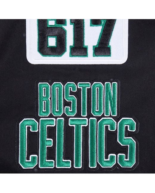 Pro Standard Black Boston Celtics Area Code Twill Full-zip Jacket for men