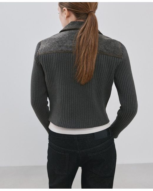 Mango Black Combined Fabrics Knitted Jacket