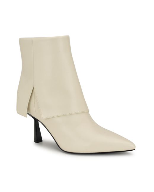 Nine West White Bazie Pointy Toe Stiletto Heel Dress Booties