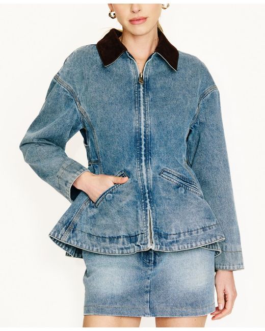 Line & Dot Blue Mottle Mini Skirt