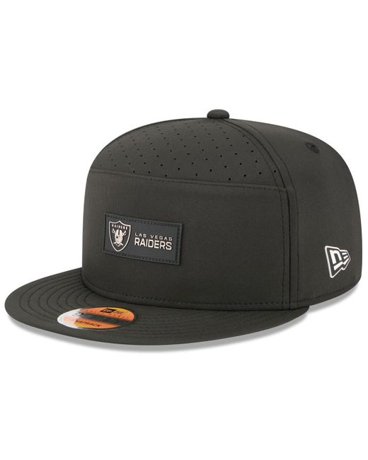 KTZ Black Las Vegas Raiders 2025 Sideline Split Panel 9fifty Snapback Hat for men