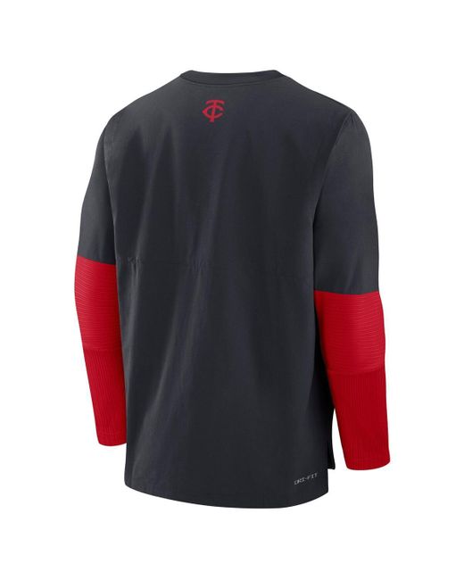 Nike Blue Navy/red Minnesota Twins Authentic Collection Lightweight Player Tri-blend Performance Pullover Sweatshirt for men