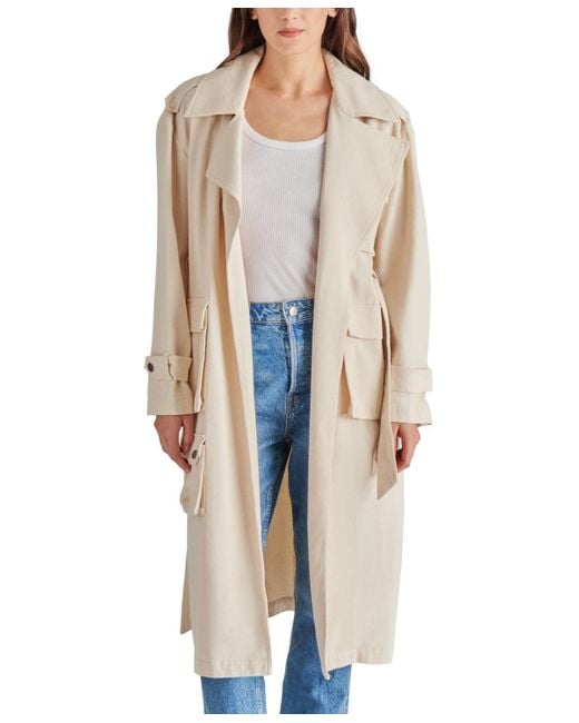 Steve Madden Natural Sunday Cotton Belted Trench Coat