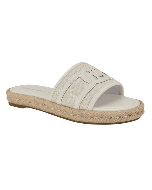 Tommy Hilfiger White Hadjea Espadrille Slip-on Flat Sandals