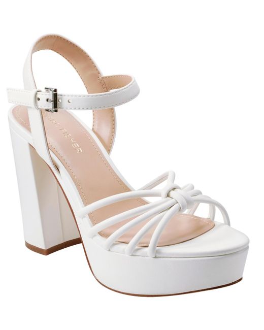 Marc Fisher Women's White Dessa Open Toe Dress Sandals