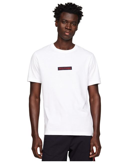Tommy Hilfiger White Monotype Box Logo Short Sleeve Crewneck T-shirt for men