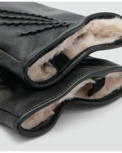 Mango Black Leather Gloves