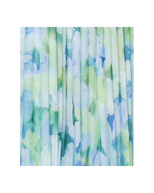 Betsy & Adam Blue Plus Size Floral Pleated Split-sleeve Gown