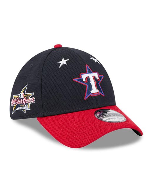KTZ Blue Navy/red Texas Rangers 2025 Mlb All-star Game Workout 39thirty Flex Hat for men