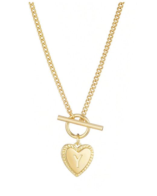 Adornia Metallic Gold Heart Initial toggle Necklace