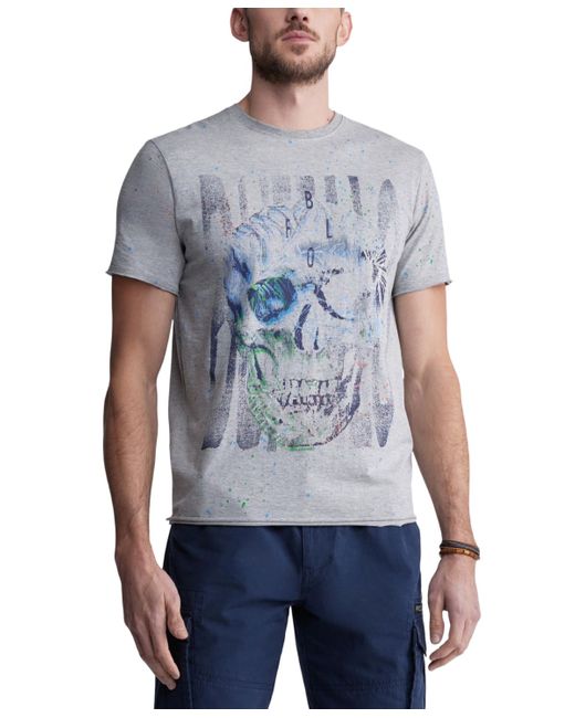 Buffalo David Bitton Blue Tulum Classic-fit Tropical Skull Graphic T-shirt for men