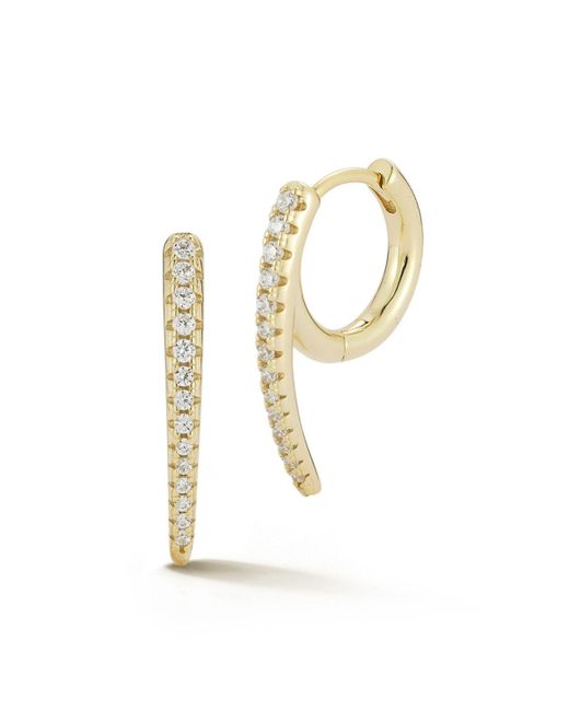 Rachel Zoe White 14k Plated Sterling Silver Pave Curve huggie Hoop Earrings