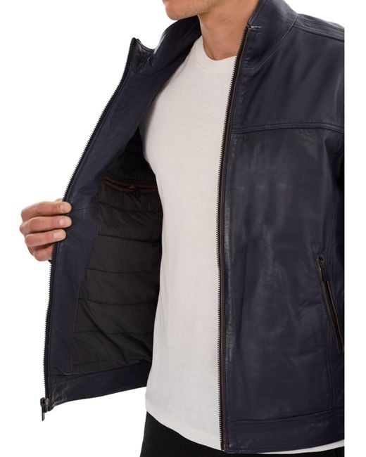 Regency Leathers Blue Adrian Leather Jacket for men