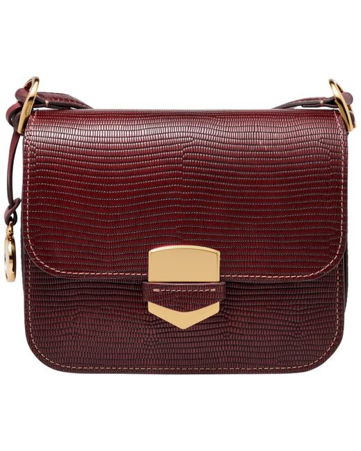 Fossil Lennox Lizard Embossed Leather Flap Crossbody Bag in Purple Lyst