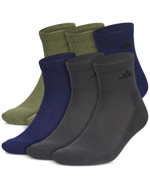Adidas Blue 6pk. Athletic Cushioned Quarter Socks for men