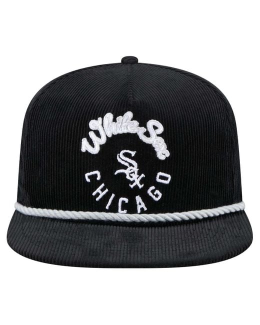KTZ Black Chicago White Sox Full Circle Corduroyâ Golfer Adjustable Hat for men