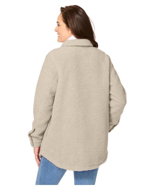 Woman Within White Within Berber Button-front Jacket