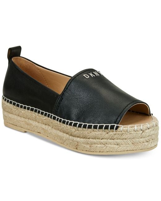 DKNY Black Mer Peep-toe Espadrille Sandals, Created For Macy's