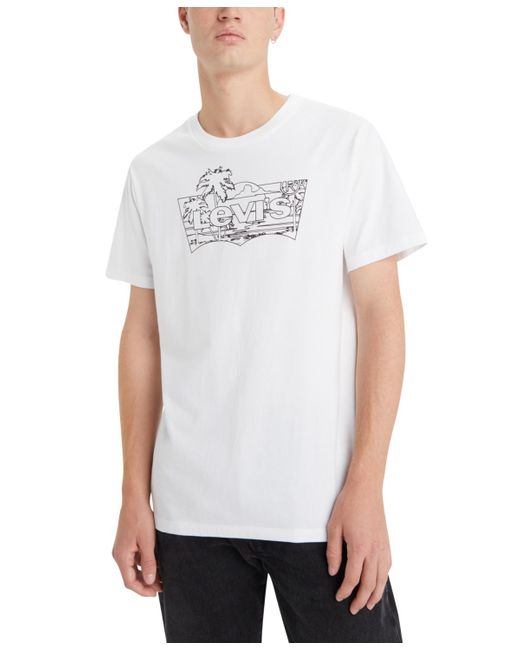 Levi's White Classic-fit Logo Outline Graphic T-shirt for men