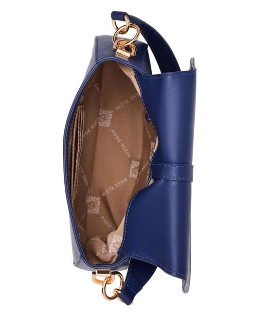 Anne Klein Blue Convertible Strap Small Saddle Bag