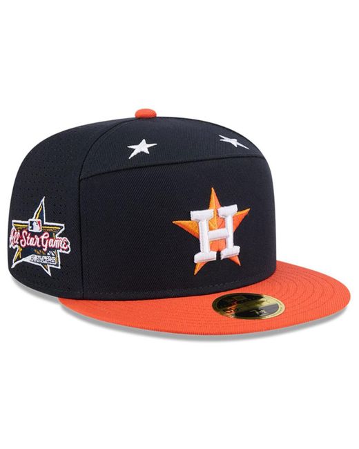 KTZ Blue Navy/orange Houston Astros 2025 Mlb All-star Game Side Patch 59fifty Fitted Hat for men