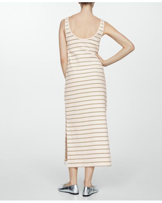 Mango White Cut-out Striped Dress