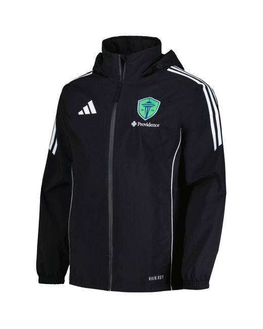 Adidas Black Seattle Sounders Fc Tiro 24 Full-zip Hoodie Rain Jacket for men
