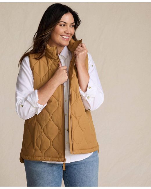 Lands' End Natural Plus Size Featherfree Onion Quilted Insulated Vest