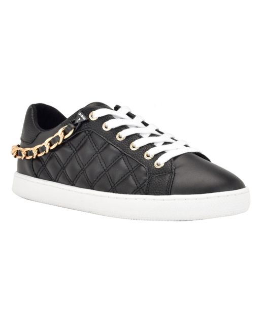 Guess Reney Stylish Quilted Sneakers With Chain Ornament in Black | Lyst