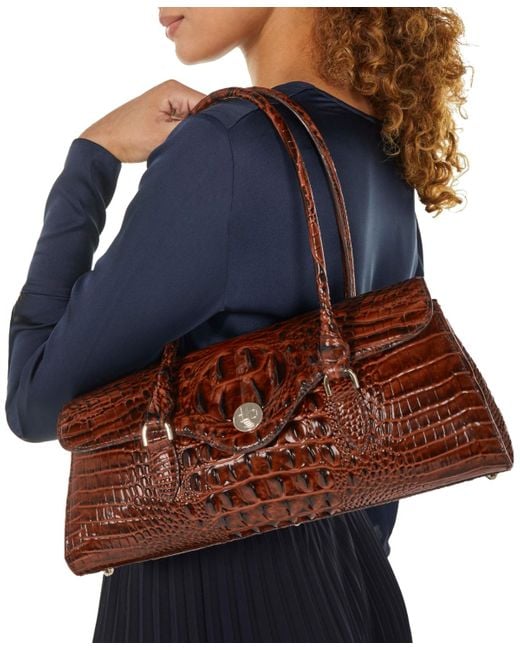 Brahmin Brown Dayan Small Leather Towers Satchel