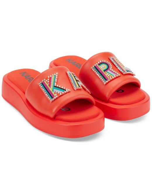 Karl Lagerfeld Red Opal Slip-on Platform Slide Sandals