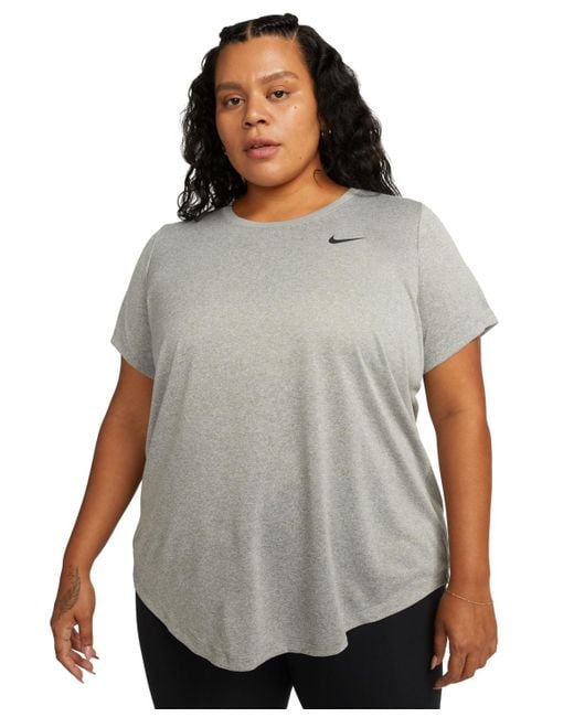 Nike Plus Size Active Dri-fit Short-sleeve Logo T-shirt in Gray | Lyst