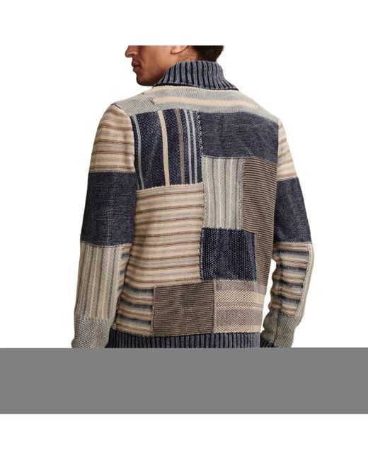 Lucky Brand Gray Long Sleeve Patchwork Shawl Cardigan Sweater for men