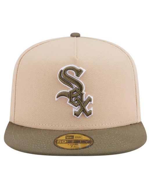 KTZ Natural Light Beige/olive Chicago White Sox Two-tone Color Pack A-frame 59fifty Fitted Hat