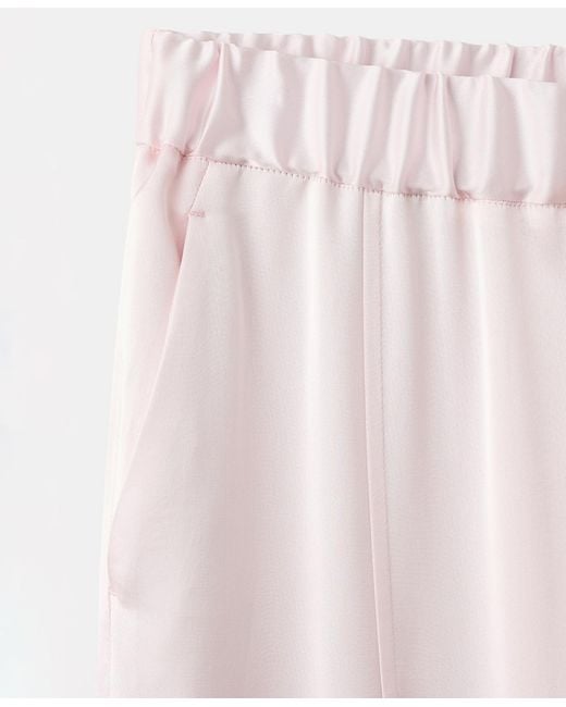 Mango Pink Side Slit Satin Pants