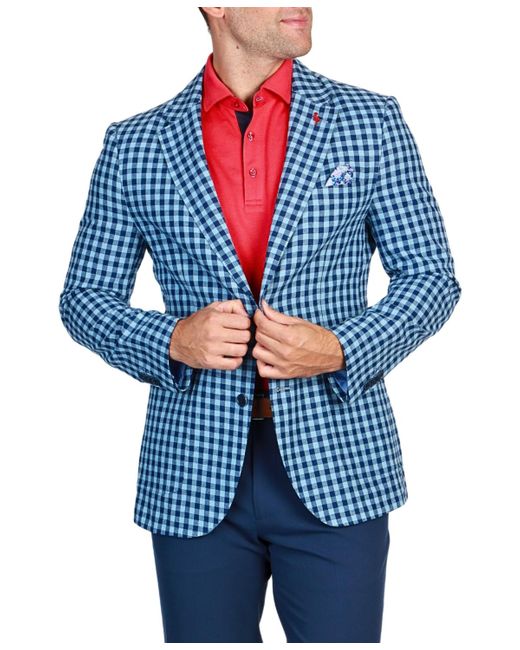 Tailorbyrd Blue Gingham Check Sportcoat for men