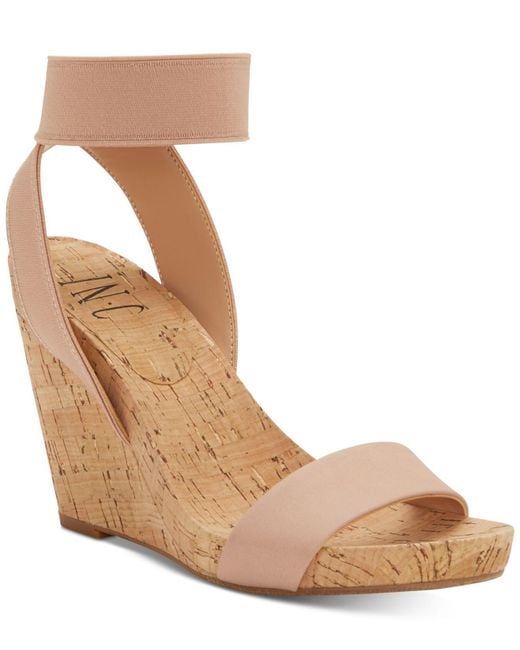 INC International Concepts Brown Inc Leanira Stretchy Ankle-strap Wedge Sandals, Created For Macy's