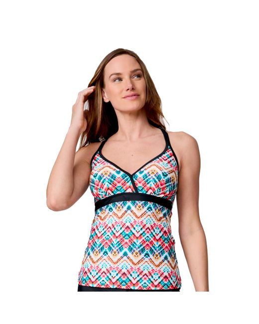 Free Country Blue Macrame Back Tankini Top