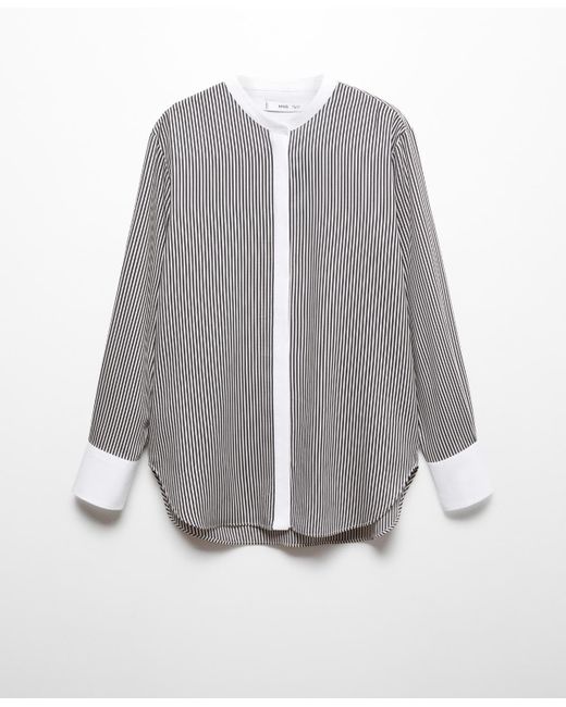 Mango Gray Contrast Striped Shirt