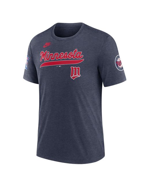 Nike Blue Minnesota Twins Cooperstown Collection Eras Tri-blend T-shirt for men