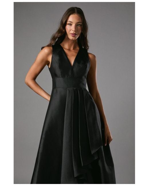 Coast Black Sleeveless Plunge Waterfall Maxi Dress