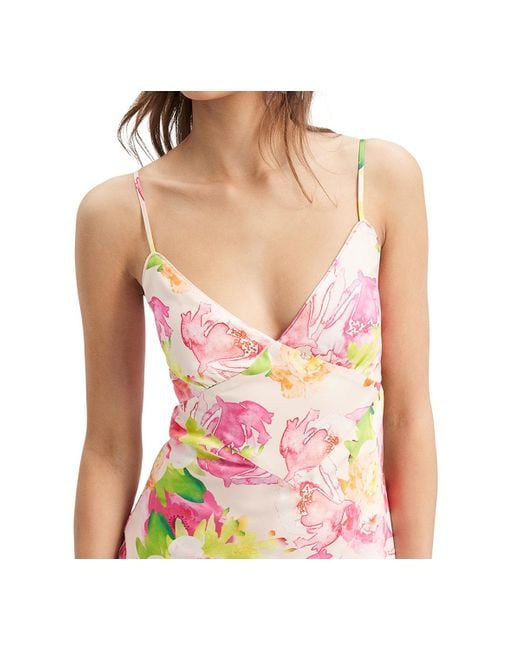 Bardot Pink Malinda Floral-print Sleeveless Slip Dress