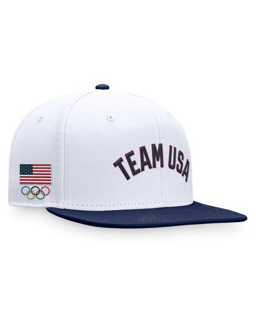 Fanatics Branded White/navy Team Usa Snapback Hat for men
