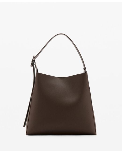 Mango Brown Buckle Shopper Bag